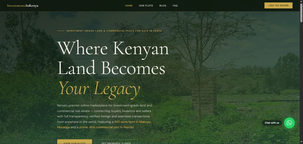 InvestmentsInKenya land marketplace website built by EPM Web Solutions