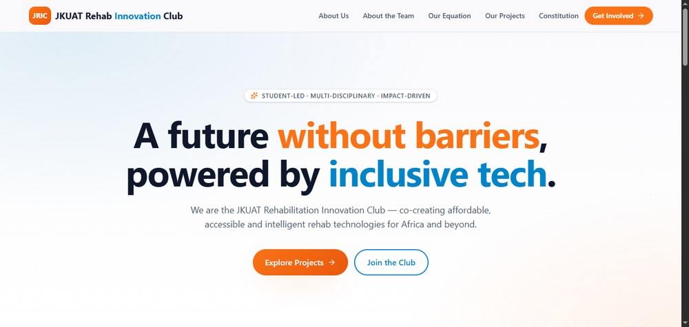 JKUAT Rehab Innovation Club website built by EPM Web Solutions