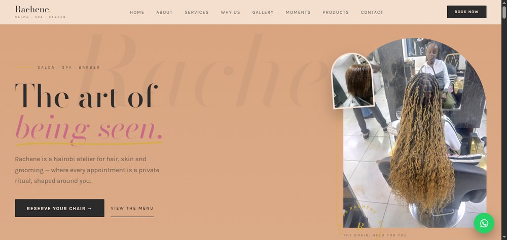 Rachene Salon, Spa & Barber website built by EPM Web Solutions